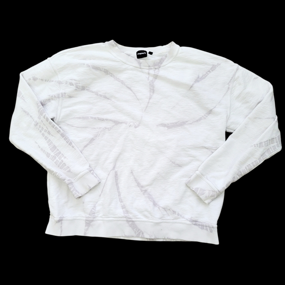 Mono B White & Grey Crewneck Sweatshirt Top Size: Small